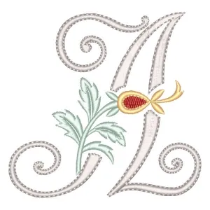 Matriz de bordado Monograma Floral Letra A