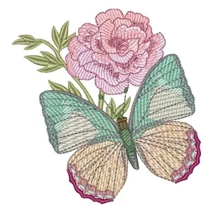 Matriz de bordado Borboleta com Floral 