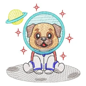 Matriz de bordado Cachorro Astronauta (Aplique e Pontos Leves)