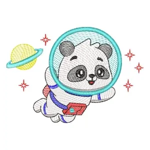 Matriz de bordado Panda Astronauta (Aplique e Pontos Leves)