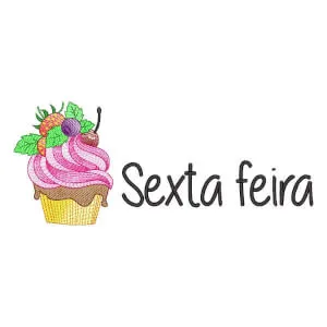 Matriz de bordado Semaninha Cupcake Sexta (Rippled)