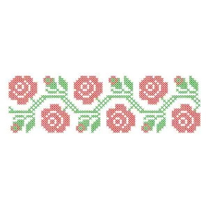 Matriz de Bordado  Barrado Floral (Ponto Cruz)