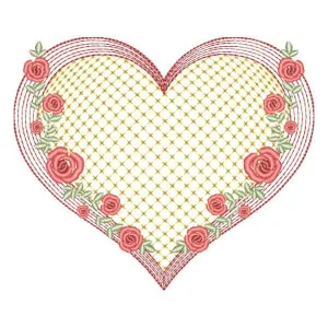Matriz de bordado Coração com Flores