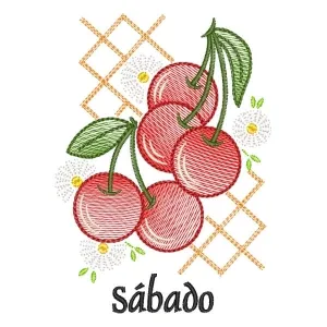 Matriz de bordado Cerejas no Sábado (Pontos Leves)