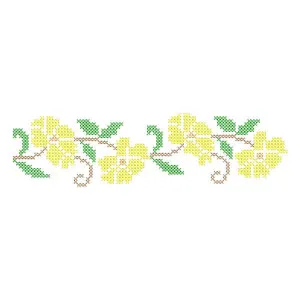 Matriz de Bordado  Barrado Floral (Ponto Cruz)