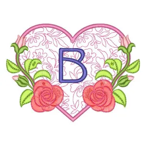 Matriz de bordado Moldura Floral com Inicial