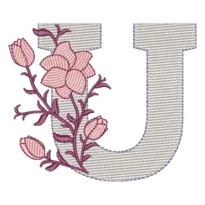 Matriz de bordado Monograma com Floral Letra U