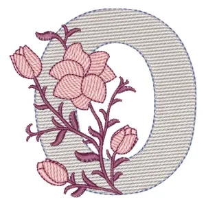 Matriz de bordado Monograma com Floral Letra O