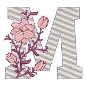 Matriz de bordado Monograma com Floral Letra M