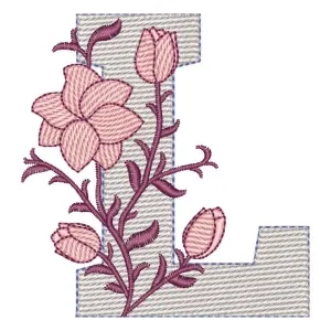 Matriz de bordado Monograma com Floral Letra L