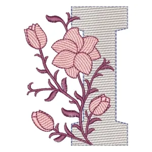Matriz de bordado Monograma com Floral Letra I