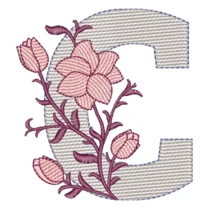 Matriz de bordado Monograma com Floral Letra C