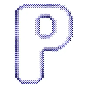 Matriz de bordado Alfabeto Simples Letra P (Ponto Cruz)