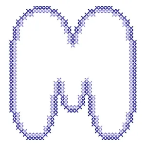Matriz de bordado Alfabeto Simples Letra M (Ponto Cruz)