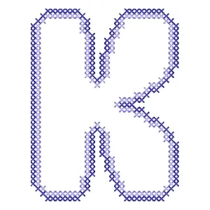 Matriz de bordado Alfabeto Simples Letra K (Ponto Cruz)