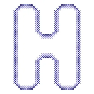 Matriz de bordado Alfabeto Simples Letra H (Ponto Cruz)