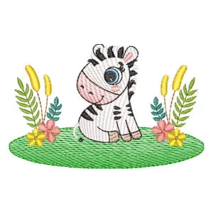 Matriz de bordado Zebra no Jardim (Pontos Leves)