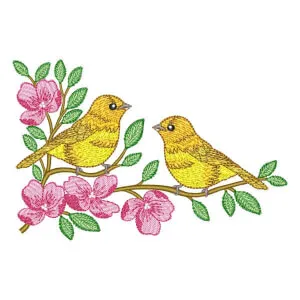 Matriz de bordado Pássaros e Florais
