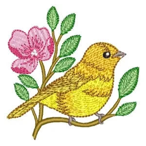 Matriz de bordado Pássaro e Flores