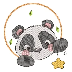 Matriz de bordado Panda em Moldura (Pontos Leves)