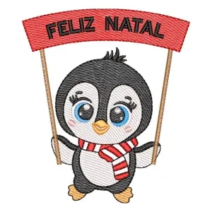 Matriz de bordado  Pinguim Natalino (Pontos Leves)