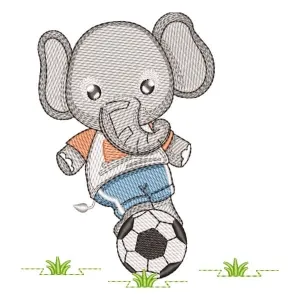 Matriz de bordado Elefante Jogador de Futebol (Pontos Leves)
