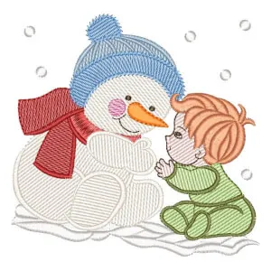 Matriz de bordado Boneco de Neve e Bebê (Pontos Leves)