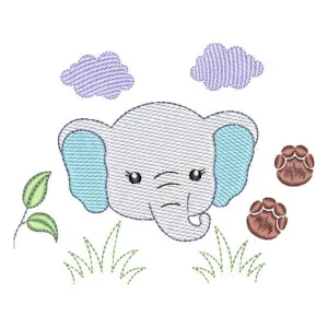 Matriz de bordado Elefante Fofo (Pontos Leves)