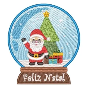 Matriz de bordado Papai Noel em Globo de Neve (Pontos Leves)