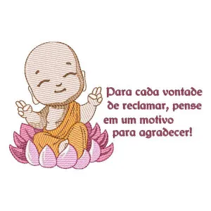 Matriz de bordado Baby Buda com Mensagem (Pontos Leves)