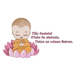 Matriz de bordado Baby Buda com Mensagem (Pontos Leves)