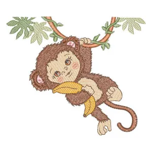 Matriz de bordado Macaquinha Menino Safari (Pontos Leves)