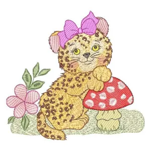 Matriz de bordado Onça Menina Safari (Pontos Leves)