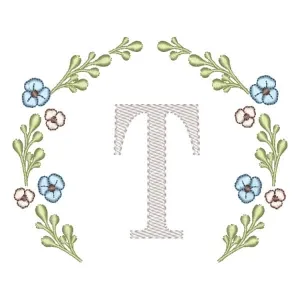 Matriz de bordado Letra T Moldura Floral