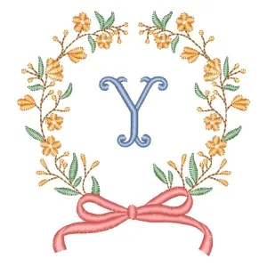Matriz de bordado Alfabeto em Moldura Floral Letra Y