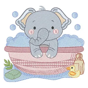 Matriz de bordado Elefante no Banho (Pontos Leves)