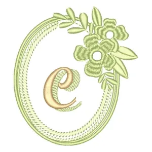 Matriz de bordado Alfabeto em Moldura Floral Letra C