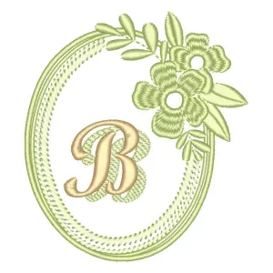 Matriz de bordado Alfabeto em Moldura Floral Letra B