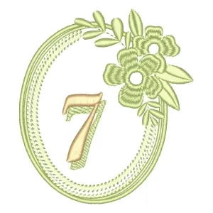 Matriz de bordado Alfabeto em Moldura Floral Número 7