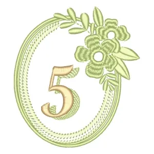 Matriz de bordado Alfabeto em Moldura Floral Número 5