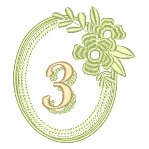 Matriz de bordado Alfabeto em Moldura Floral Número 3