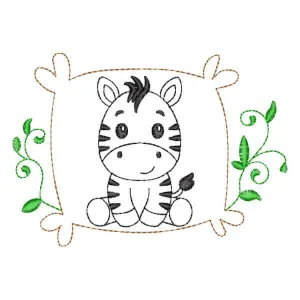Matriz de bordado Zebra Safari em Moldura em Contorno