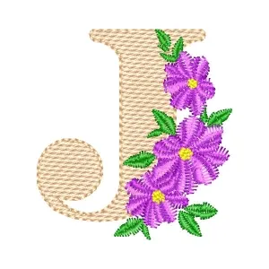 Matriz de bordado Monograma com Floral Letra J (Ponto Cruz)