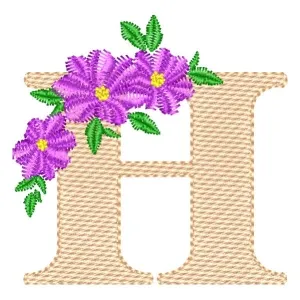 Matriz de bordado Monograma com Floral Letra H (Ponto Cruz)
