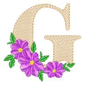 Matriz de bordado Monograma com Floral Letra G (Ponto Cruz)
