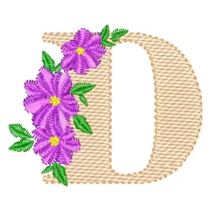 Matriz de bordado Monograma com Floral Letra D (Ponto Cruz)