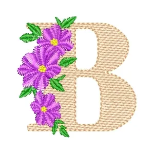 Matriz de Bordado  Monograma com Floral Letra B (Ponto Cruz)