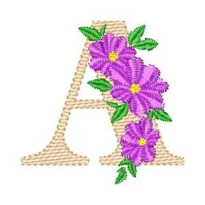 Matriz de bordado Monograma com Floral Letra A (Ponto Cruz)