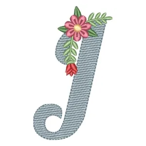 Matriz de bordado Monograma Floral Letra J (Pontos Leves)