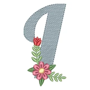Matriz de bordado Monograma Floral Letra I (Pontos Leves)